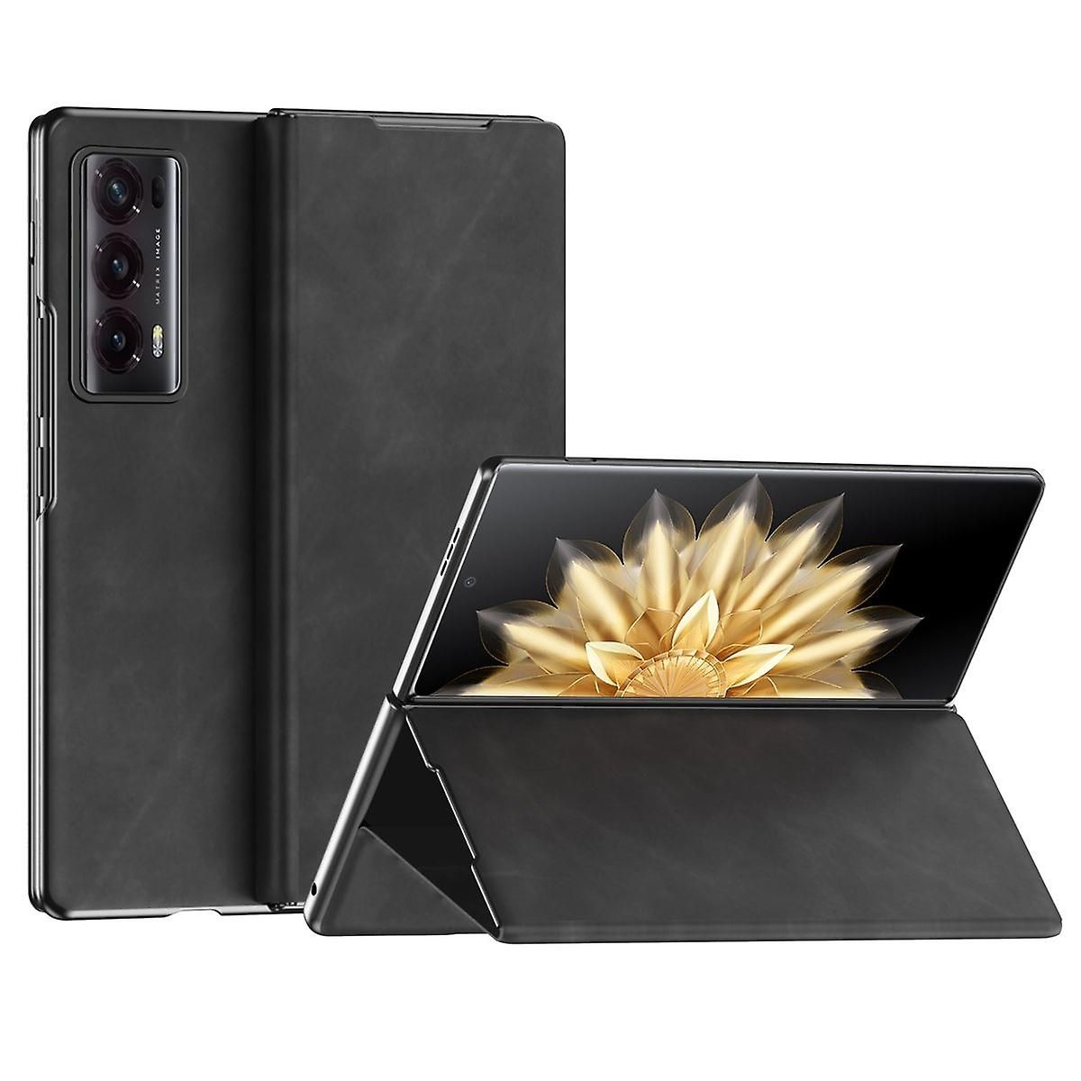 For Honor Magic V2 Design Shock Napa Texture Phone Protector Case Black