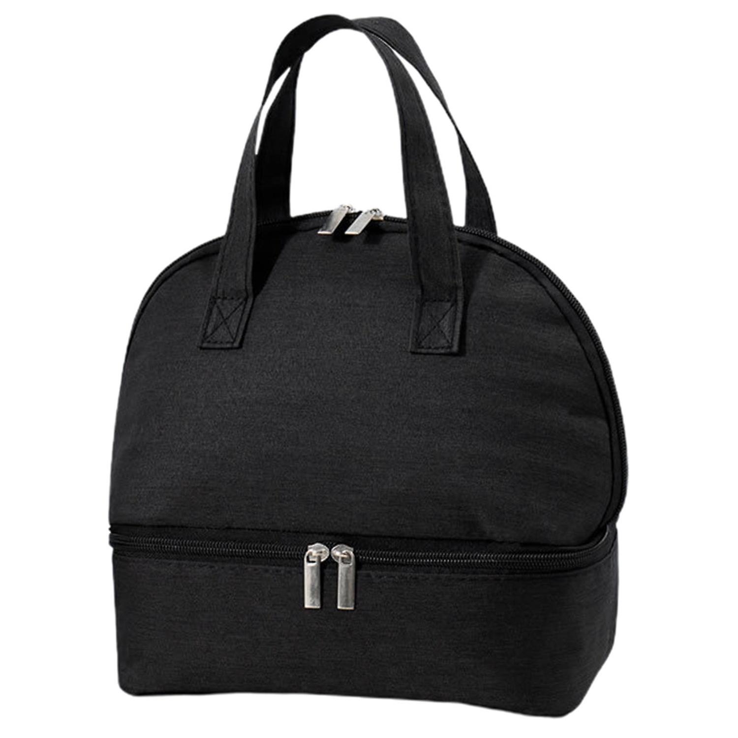 ZHOUBA Lunch Bag Borsa Da Pranzo Isolata A Tenuta Stagna Bento Tote Bag Compatta Resistente Isolata Lunch Box Bag per Ufficio Trav Nero