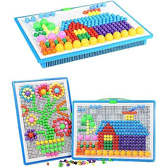 Mosaic Toys for Toddlers Mushroom Nails Pegboard Educational Colourful Jigsaw Puzzle DIY Mosaic Toys for Kids 296 PCS