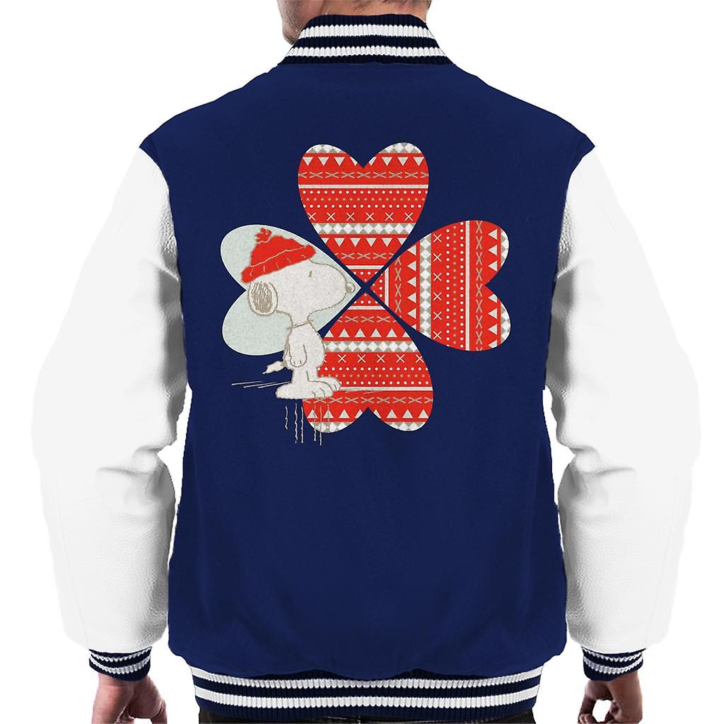 Peanuts Snoopy Red Hat Design Men's Varsity Jacket