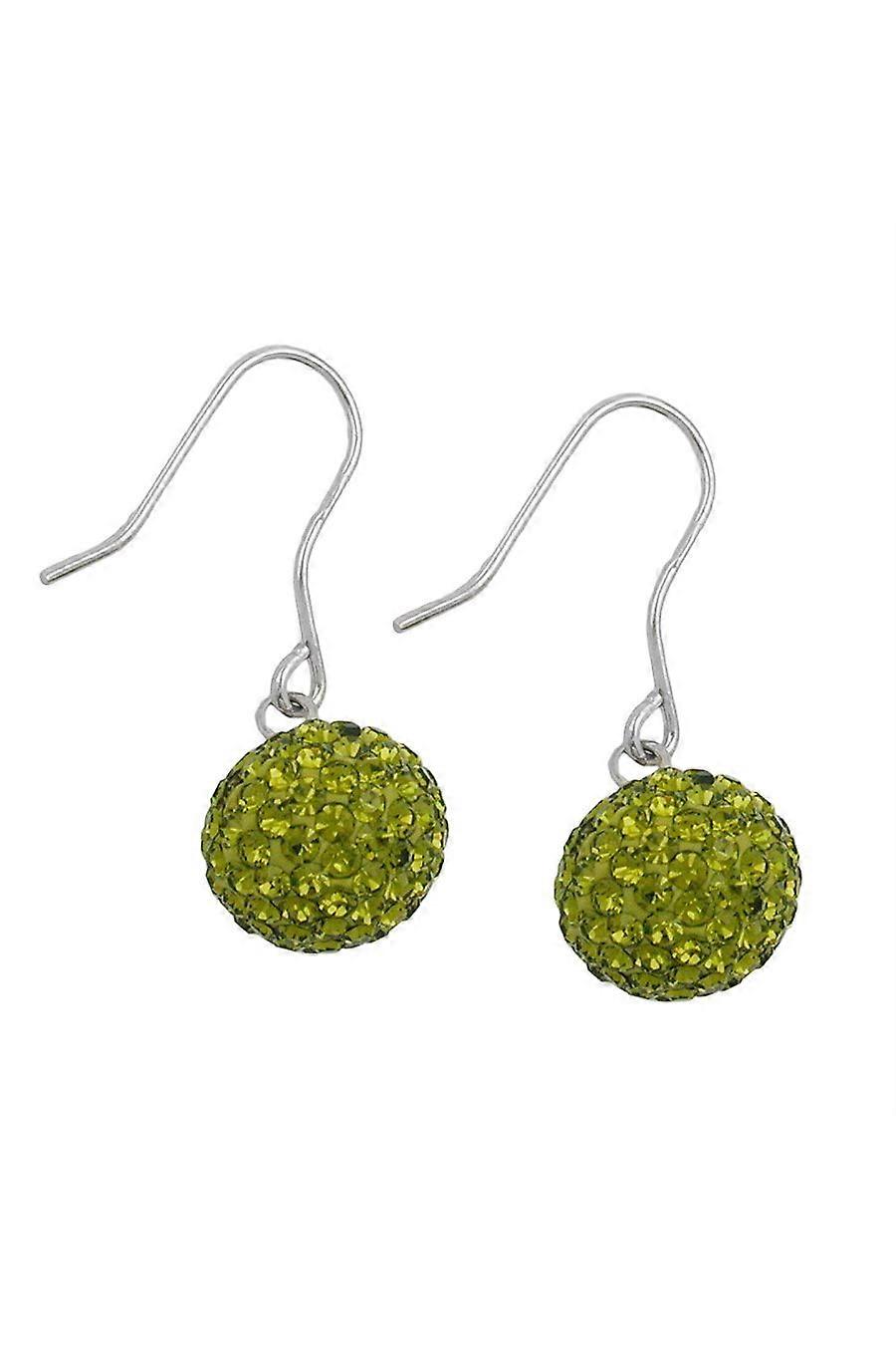 Hook Earrings 12mm Ball Olive Green Silver 925 - Gl92917