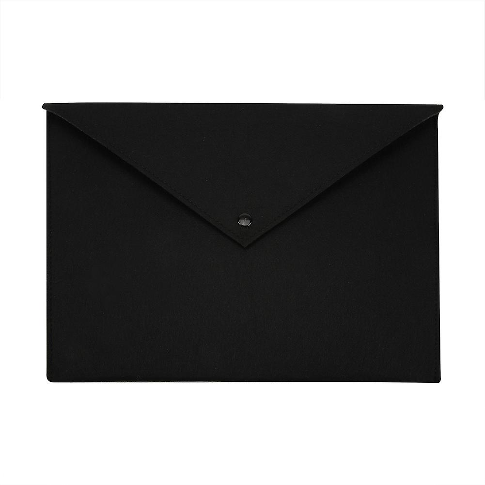 A4 Portable Simple Style Felt Document Folder Office File Document Arrange Briefcase(Black)