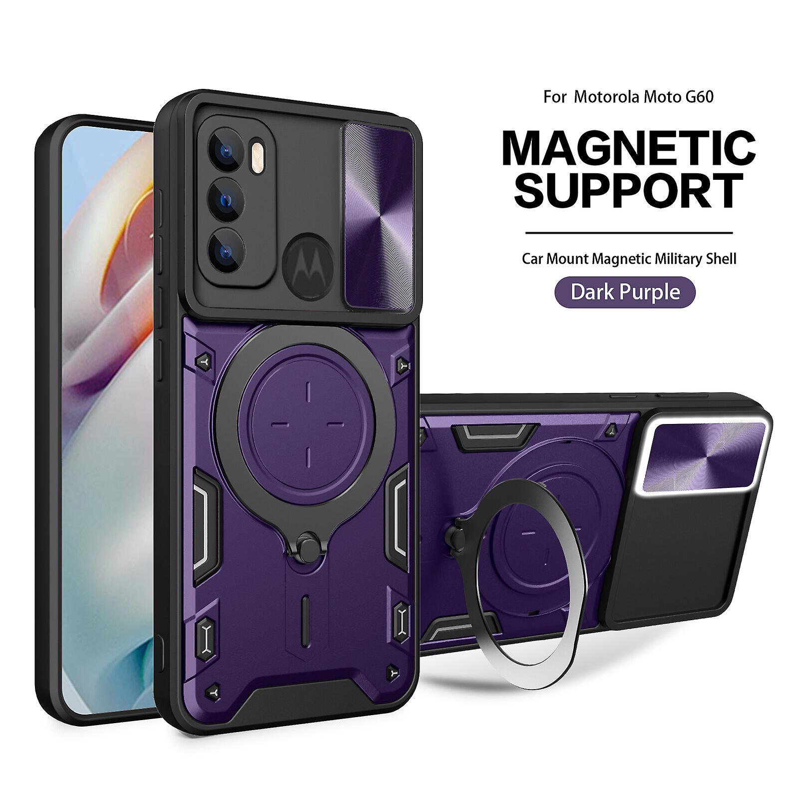 Magnetic Phone case For Moto G60, Slide Camera Lens Protection and Built in 360 Rotatable Ring Holder