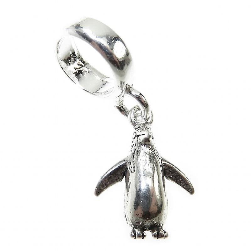 Tiny Penguin Dangle Bead Sterling Silver Charm .925 X 1 Penguins