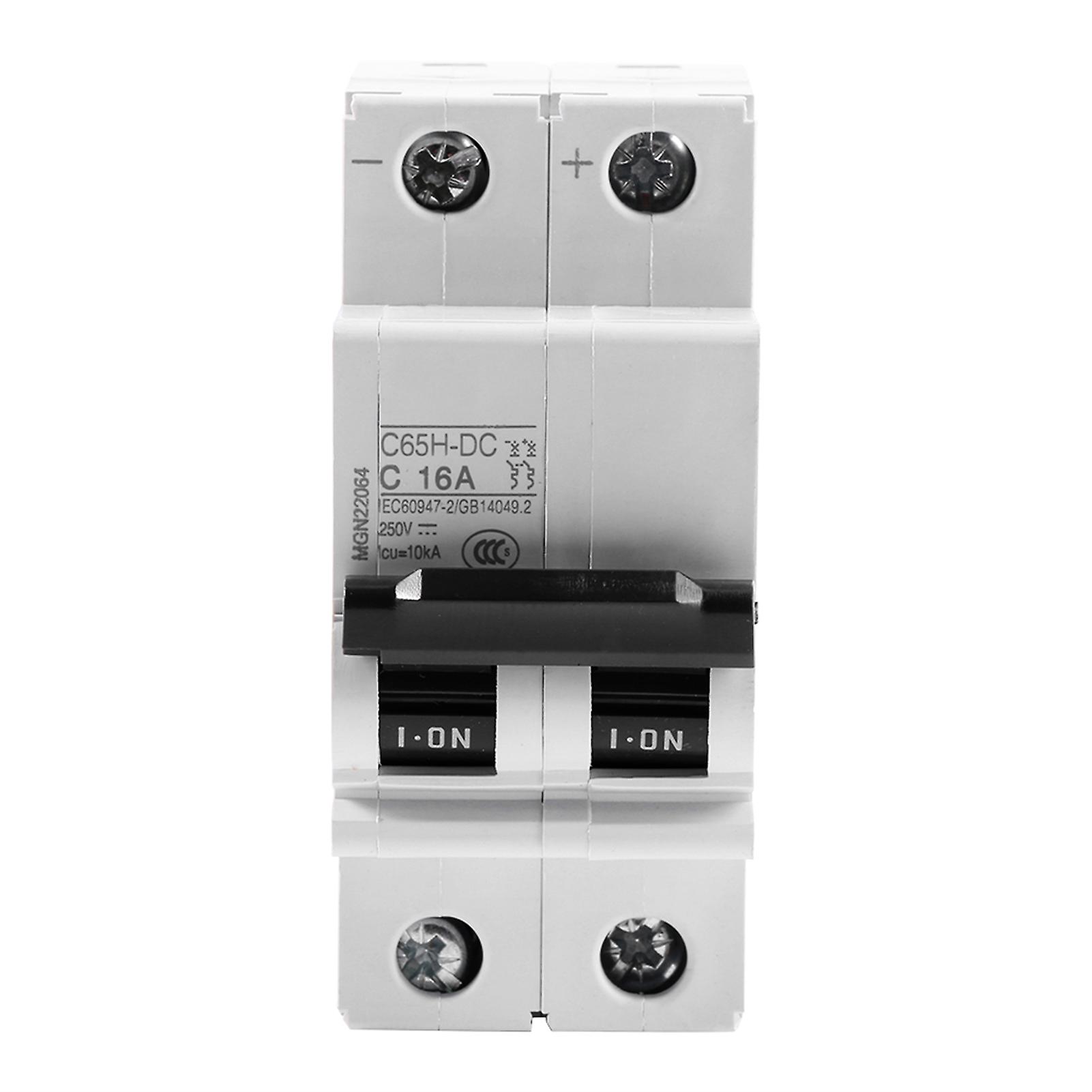 Fictory DC Circuit Breaker Fictory DC Circuit Breaker C65H-DC 2P 250V, 16A Miniature Low Voltage Air Switch, 2-Pole Circuit Breaker for Solar