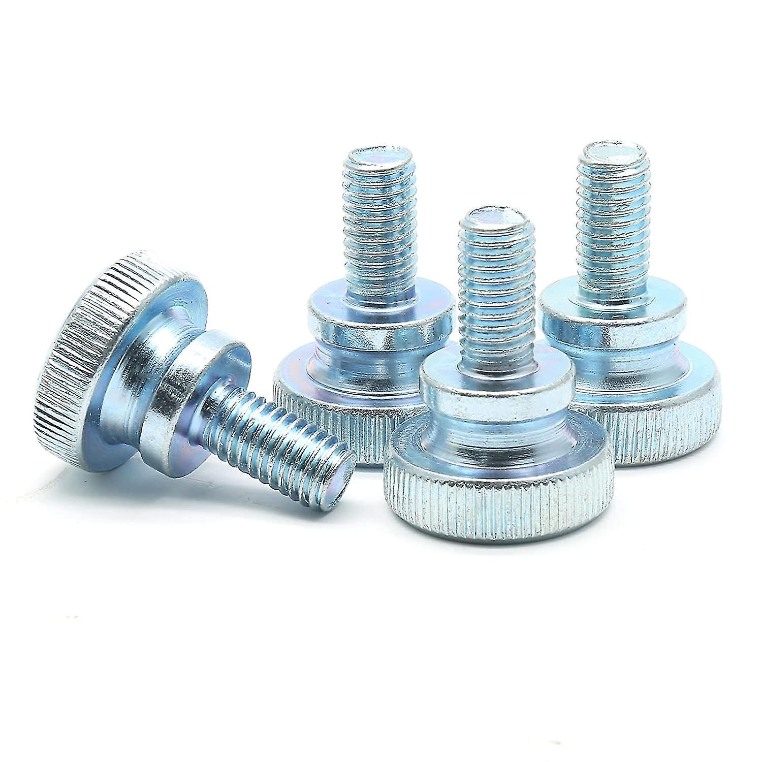 10 Pcs M8 Knurled Thumb Screws Znic Plated Flat Head Thumbscrews Grip Knobs