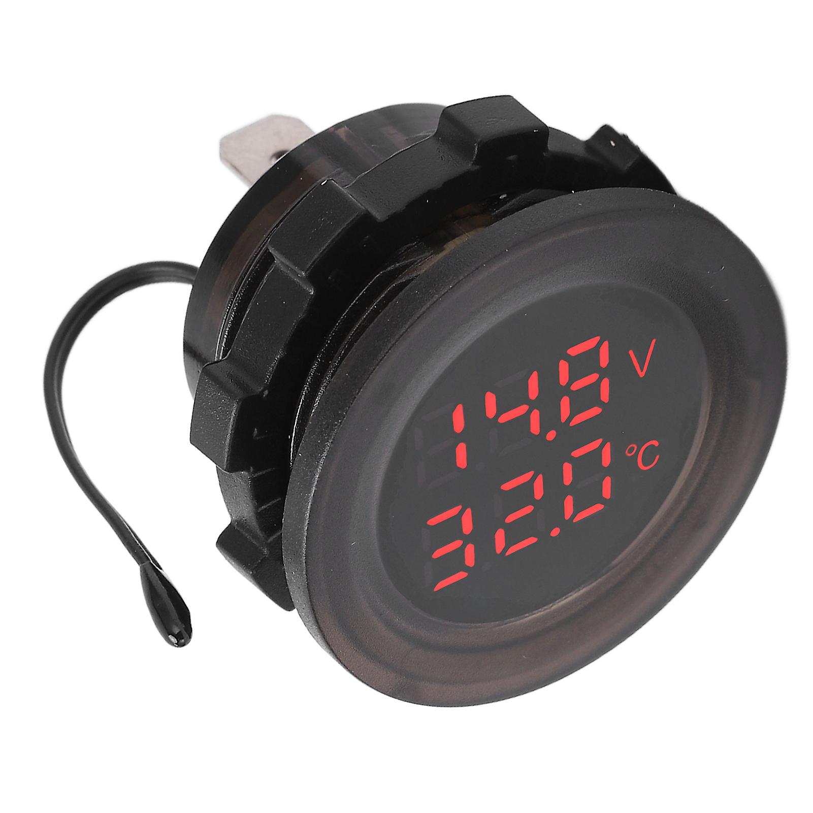 Dual Display Temperature Voltmeter Clear Stable Display Waterproof Simple Installation Car Thermometer Detector