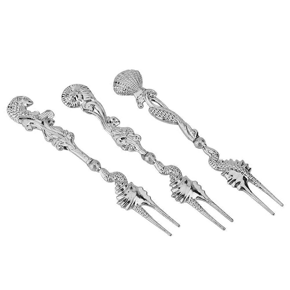 Fruit Fork European Style Two Teeth Cake Dessert Forks Vintage Tableware Set Silver