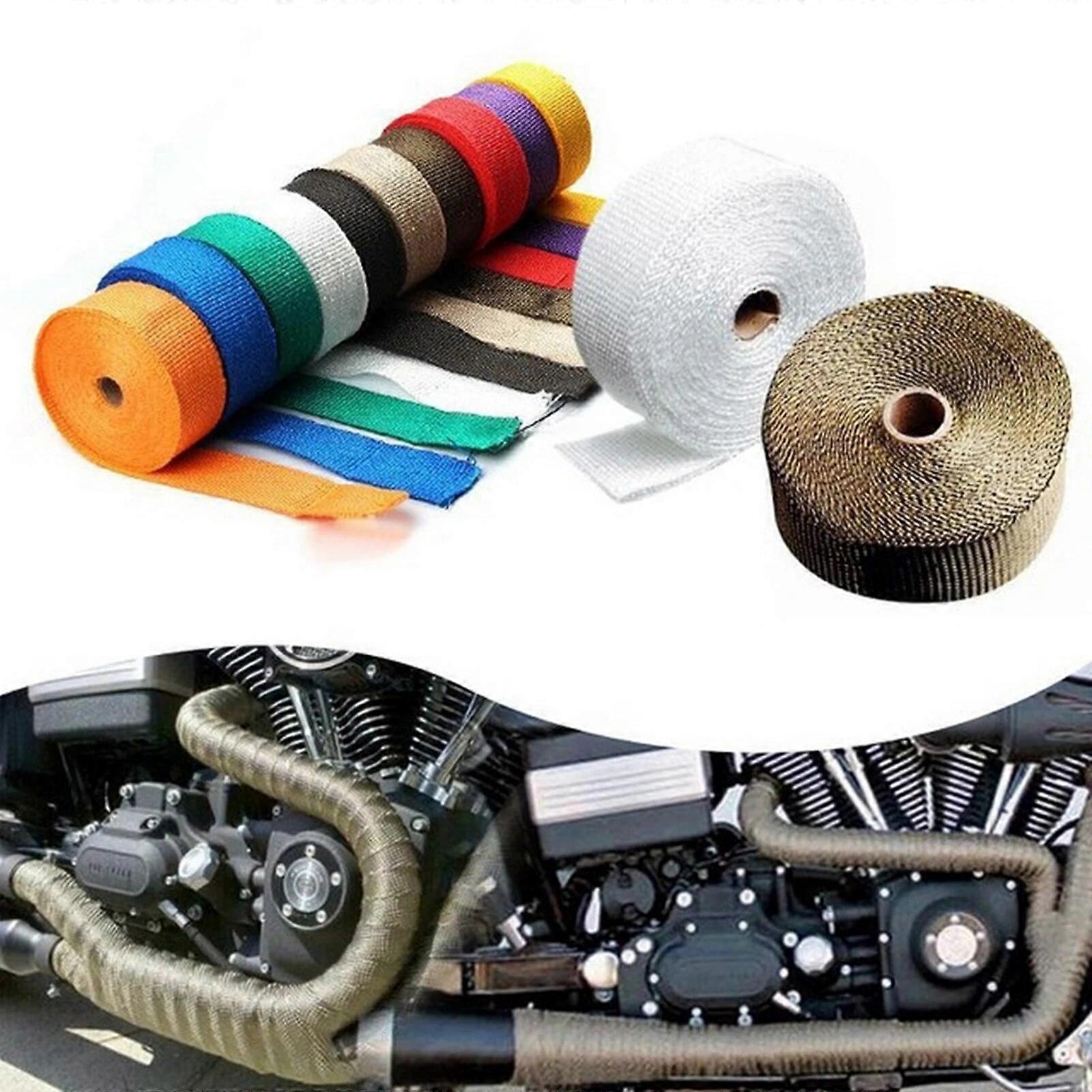 Motorcycle Exhaust Heat Wrap Muffler Thermal Tape Heat Shield Insulation Systems Motorcycle Exhaust Thermal Band Muffler Wrap FN9U6078