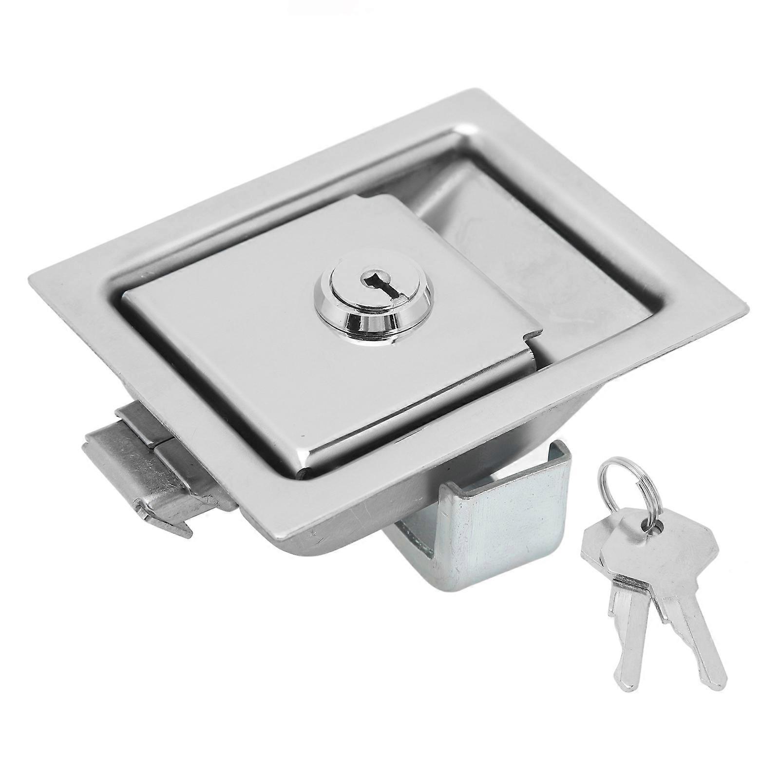 Embedded Panel Lock Stainless Steel Rectangular Trailer Paddle Door Key Latch Handle Truck Toolbox Lock E2U811
