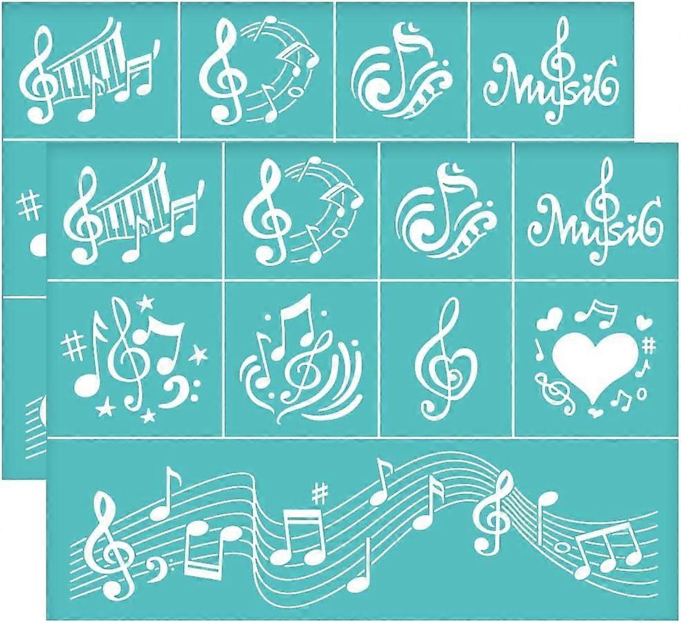 2Pcs Self-Adhesive Silk Screen Printing Stencil Music Note Pattern Mesh Transfers Stencil Love Heart Silk