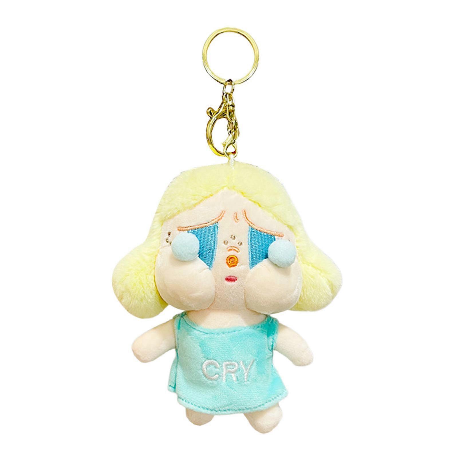 Plush Doll Keychain Key Holder Cute Car Key Chain for Handbag Backpack Decor Light Blue