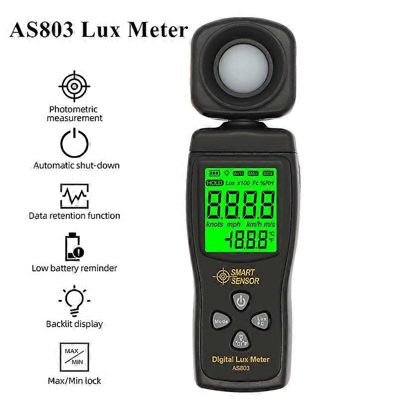 AS803 Luxmeter Digital Light Meter Lux Meter Photometer uv Meter UV Radiometer LCD Illuminometer Photometer Luminance Tester