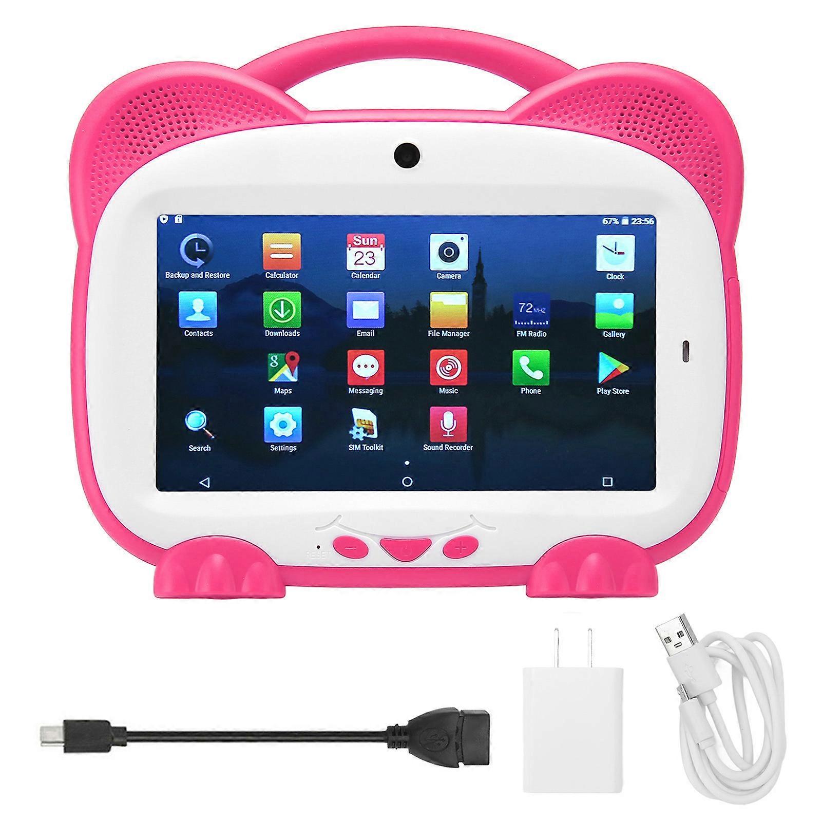 7 polegadas crianças Touch Tablet para Android 10.0 Suporte Bluetooth WiFi Quad Core 5500mAh Crianças Tablet EUA Plug 100?240V Rosa