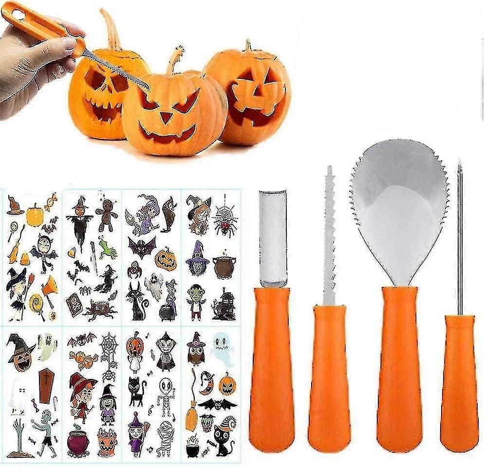 اليقطين نحت كيت 4pcs اليقطين نحت كيت الفولاذ المقاوم للصدأ أدوات نحت اليقطين