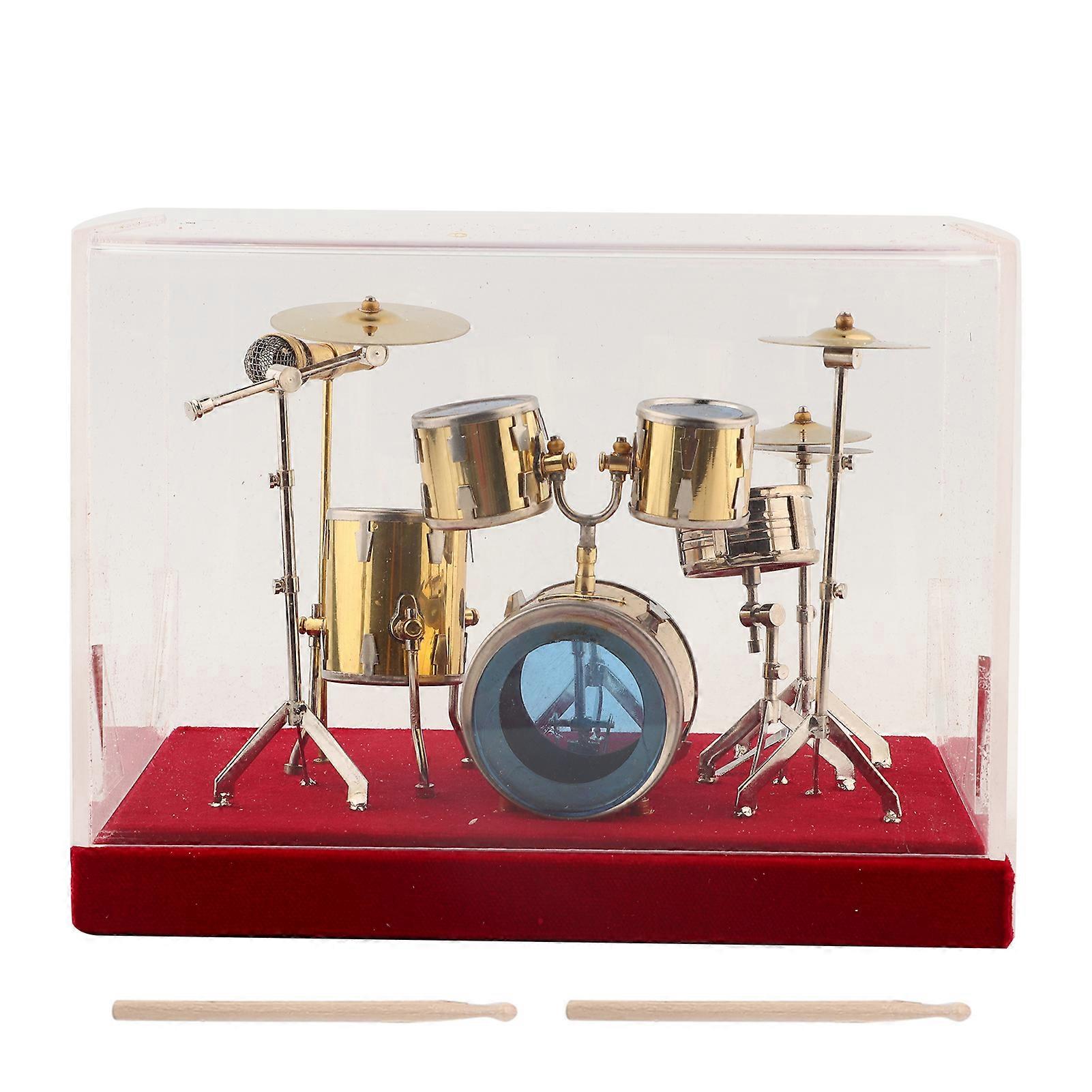 Miniature Musical Instrument Drum Set Model Display Mini Ornaments Craft Home Decor (18cm)