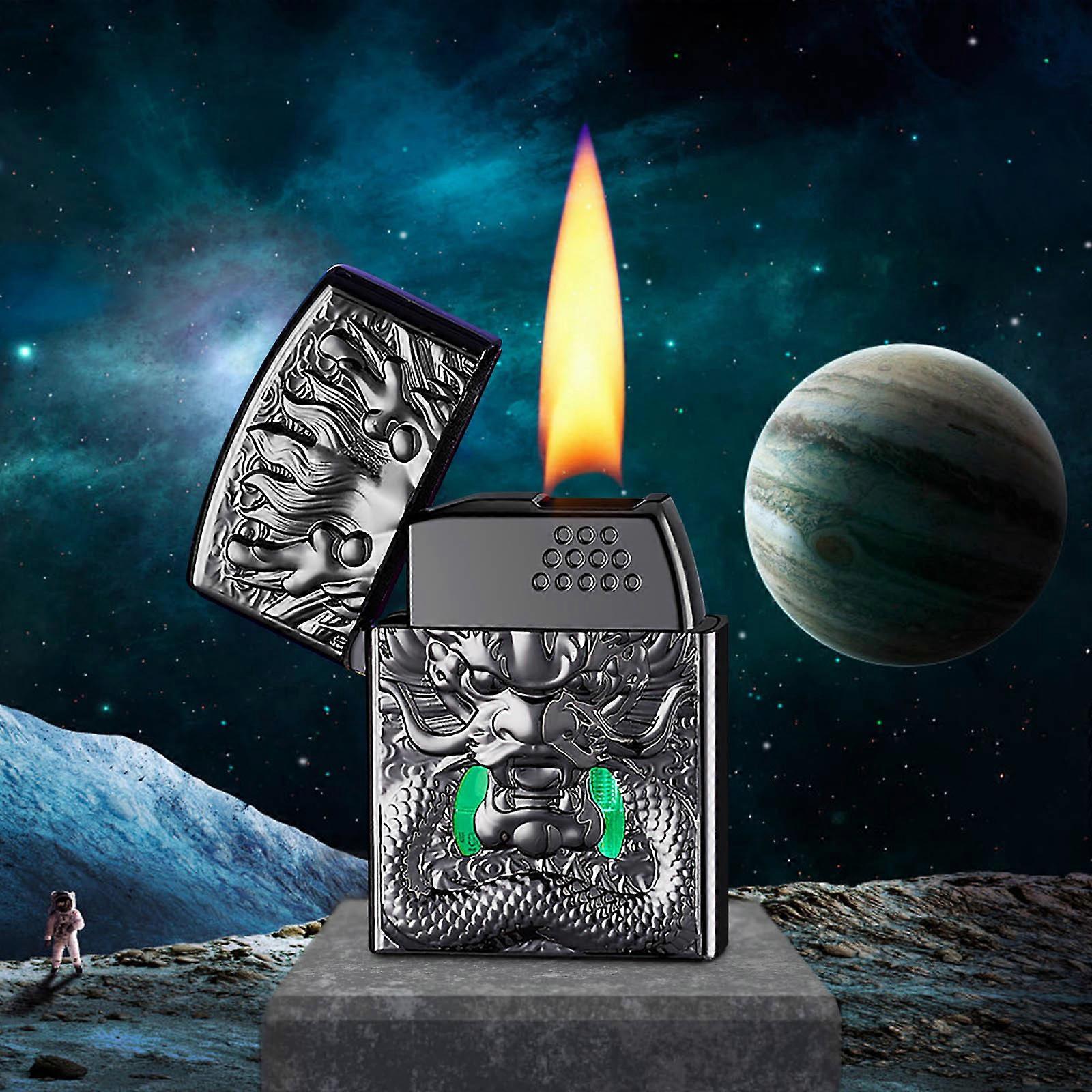 Jet Flame Lighter Intelligent Pneumatic Voice Controlled Electronic Lighter Voice Controlled Induction Metal Open Flame Decompression Turntable