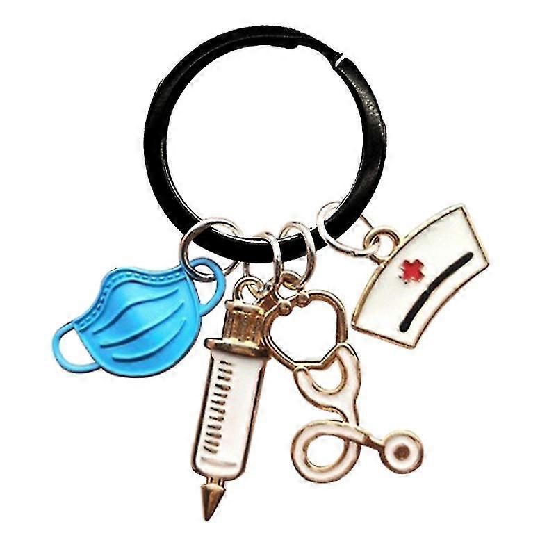 Creative Nurse Medical Syringe Stethoscope Image Keychain For Nurses Doctors