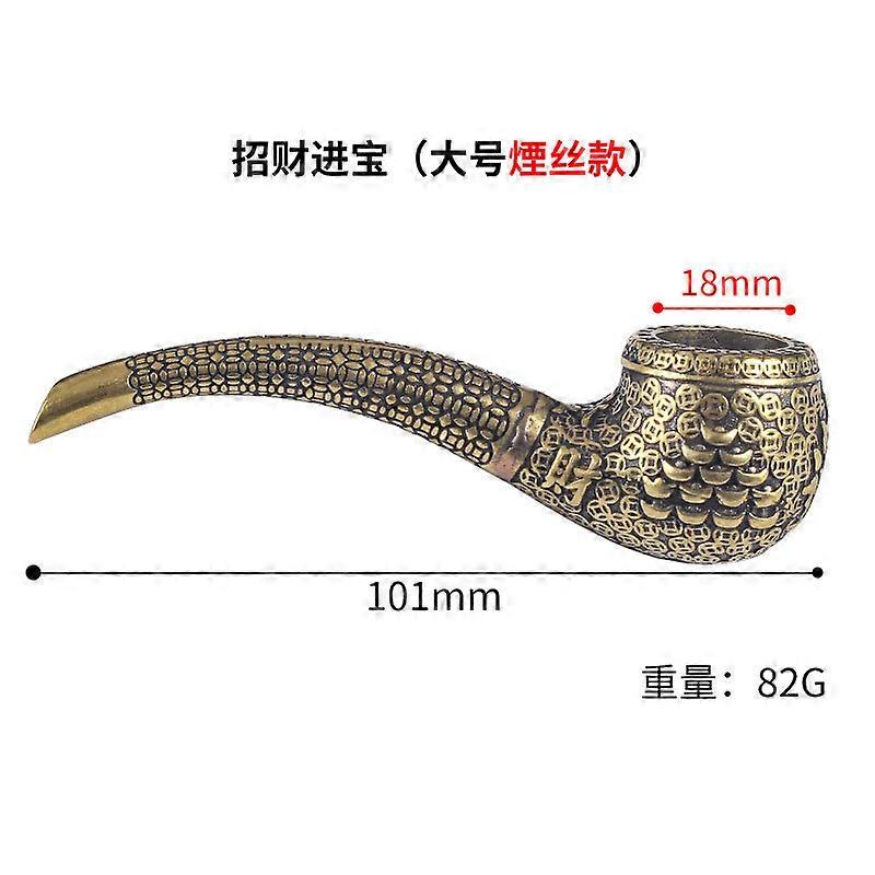 Cigarette Holder, Men's Handmade Copper Tobacco Pipe Chinese Style Traditional Old-Fashioned Metal Tobacco Pipe For Wealth And Treasure Carved Dry Tob