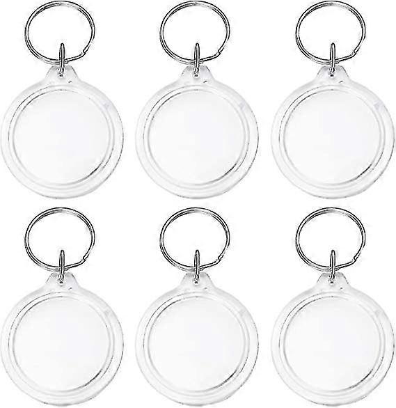 Set of 6 Personalized Photo Keychain, Round Transparent Photo Keychain with Ring for Double Sided Photos, Photo Keyring for Family, Friends, Gifts and