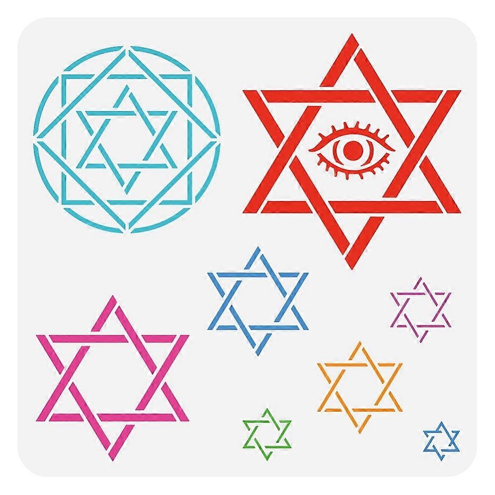 PET Hollow Out Drawing Painting Stencils for DIY Scrapbook Photo Album Star of David 30x30cm