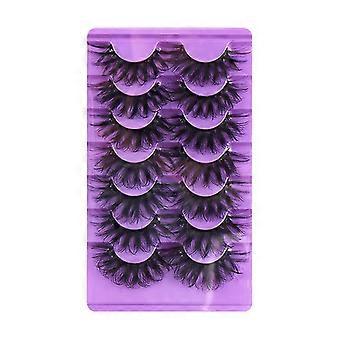 Curl Faux Mink Lashes Fluffy Cat Eye  Long Dramatic Mink Lashes Bulk Wispy Full Volume False Eyelashes 7 Pairs Pack Look Like Extensions