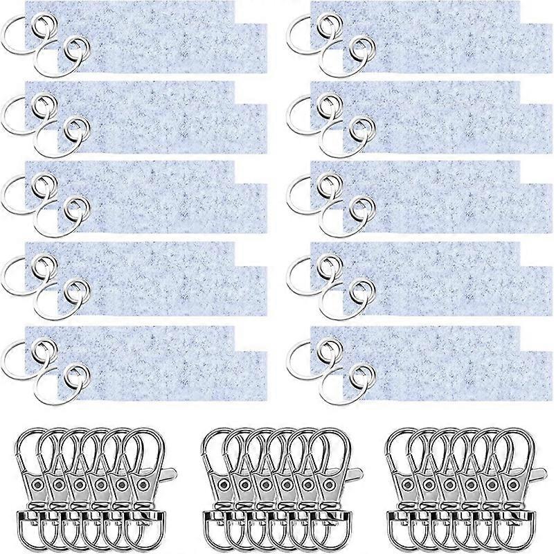 20PCS DIY Key Fobs Felt with 20PCS Lobster Hook Swivel Carabiner Hook Key Ring Writeable Key Ring P