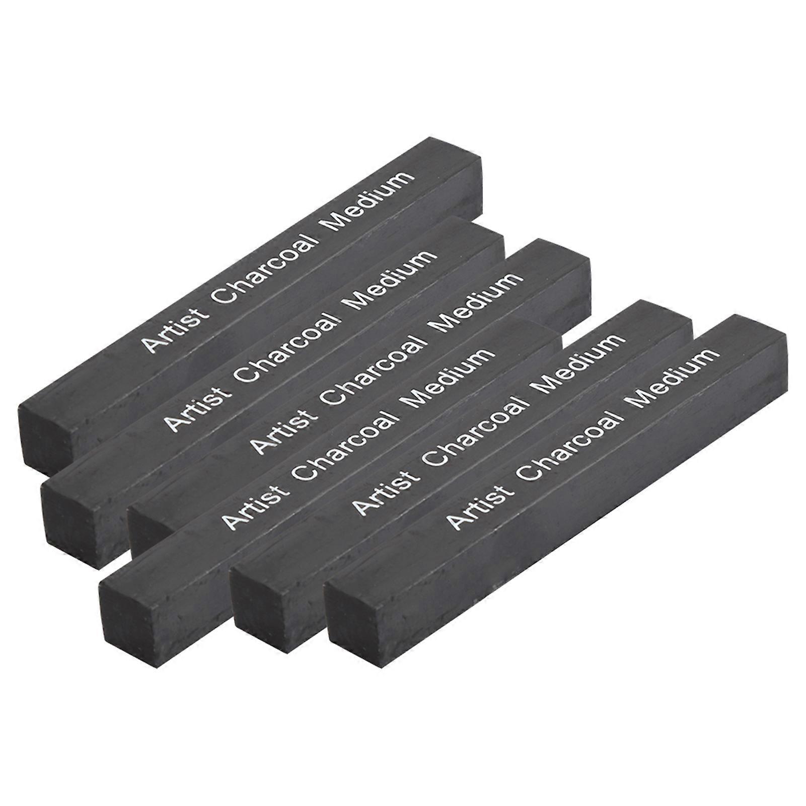 6Pcs Compressed Charcoal Sticks Black Square Soft/Medium/Hard Graphite Drawing Pencil Art Supplies