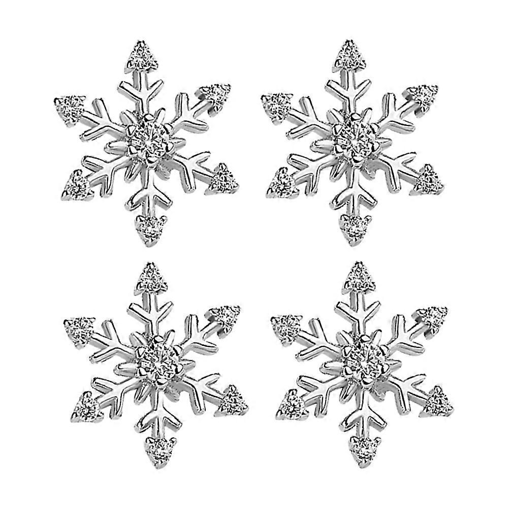Lot de 2 paires de boucles d'oreilles flocon de neige, clous d'oreilles de Noël, délicates, en argent, cadeau pour femme
