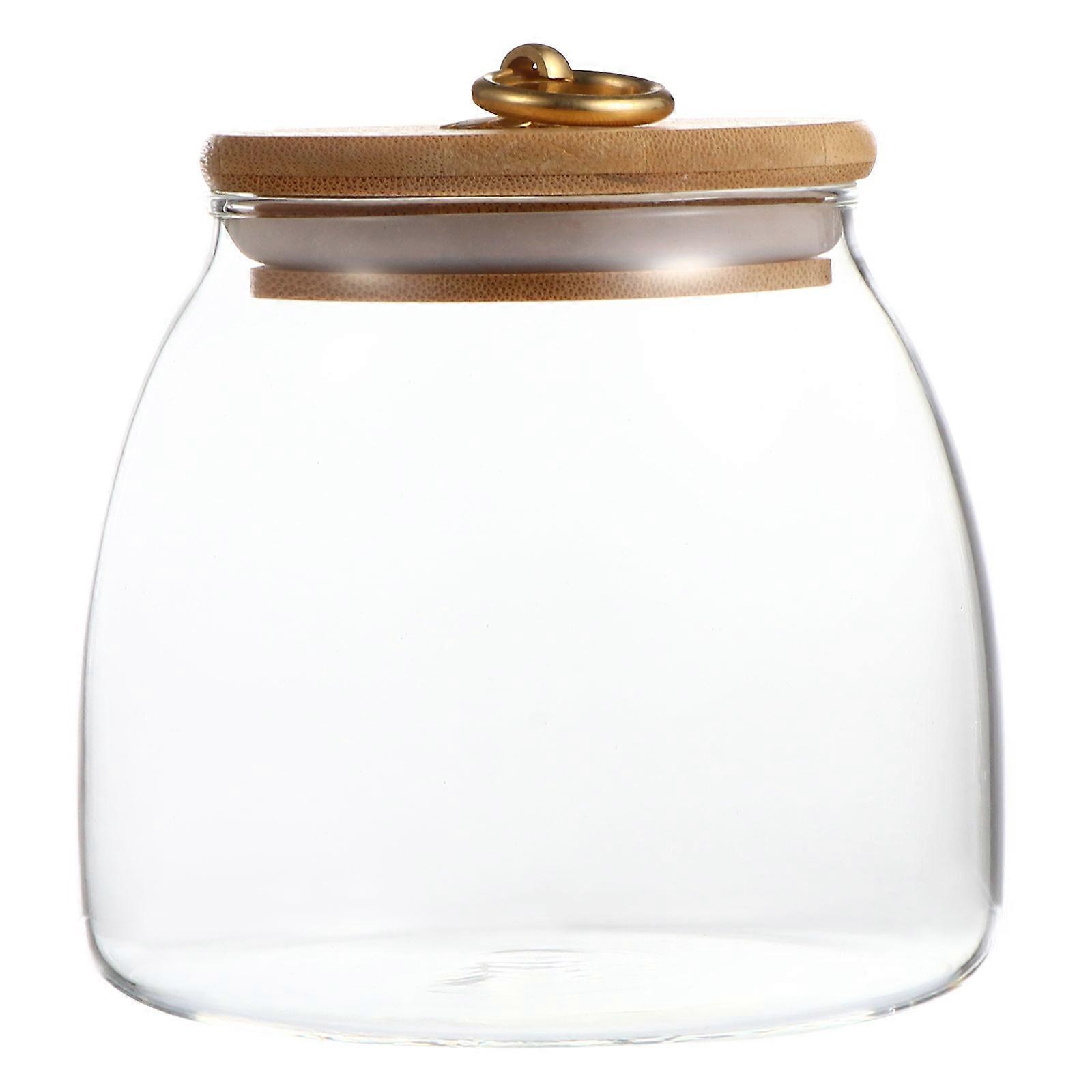1pc Kitchen Tea Sealed Container Practical Glass Storage Jar Food Can (650ML)