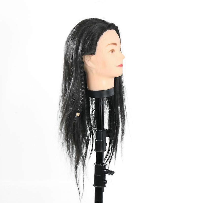 40cm Mannequin Head Long Black Hair Wigs Styling Training Practice Hairdressing Dolls Manikin Wig D
