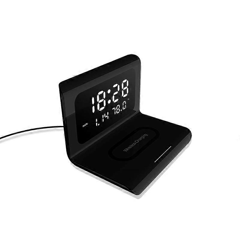 Wireless Charger Time Alarm Clock LED Digital Thermometer Earphone Phone Chargers Fast Charging Dock Station For