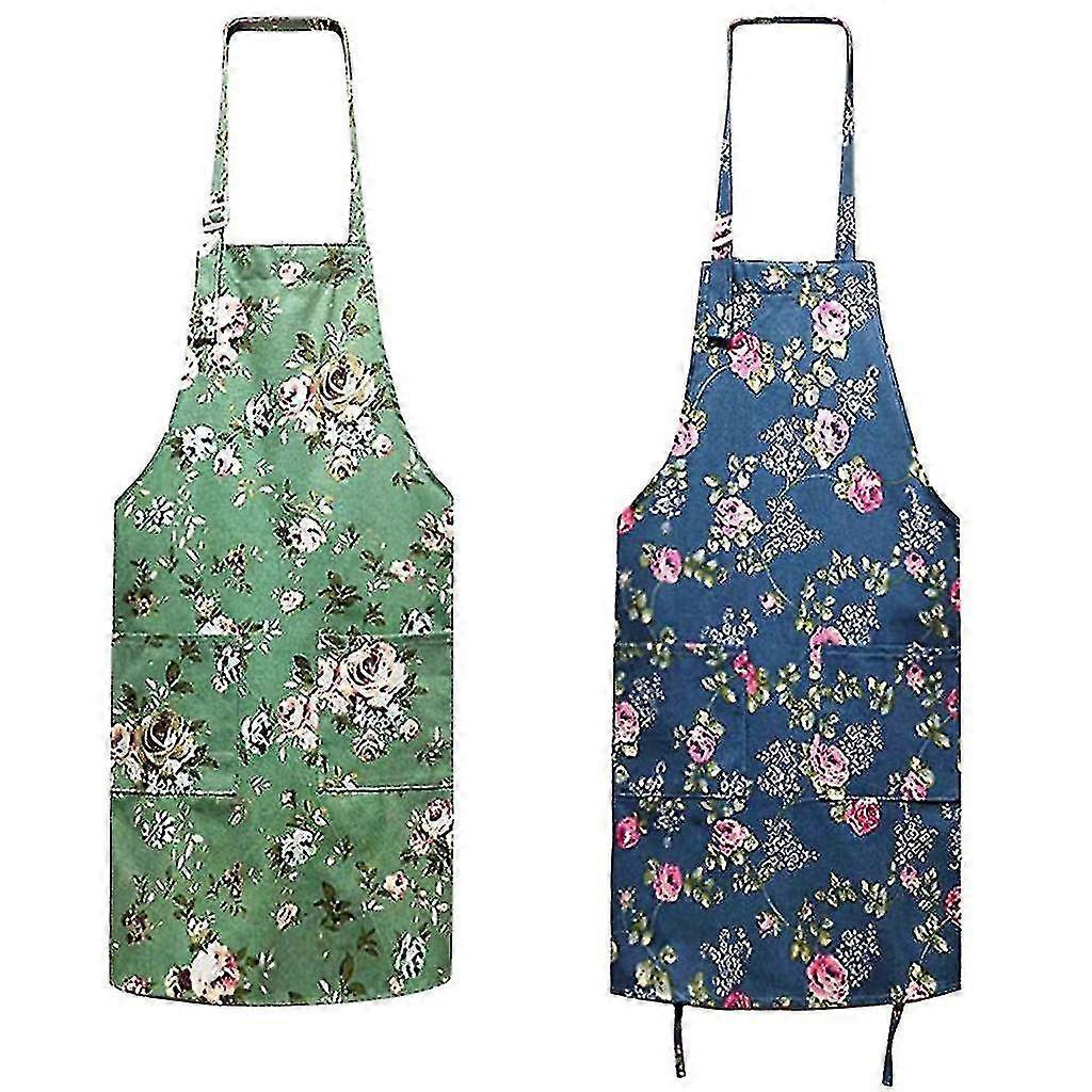 2pc Adjustable Cooking Barbecue Kitchen Outdoors Apron With Two Pocket