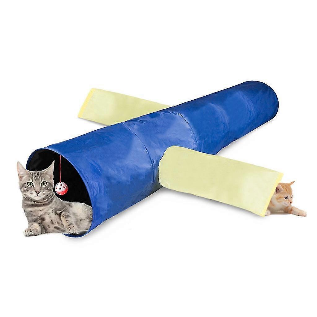 Collapsible Cat Tunnel Playing Tube With Toy Kitten Hideaway Crinkle Tunnels