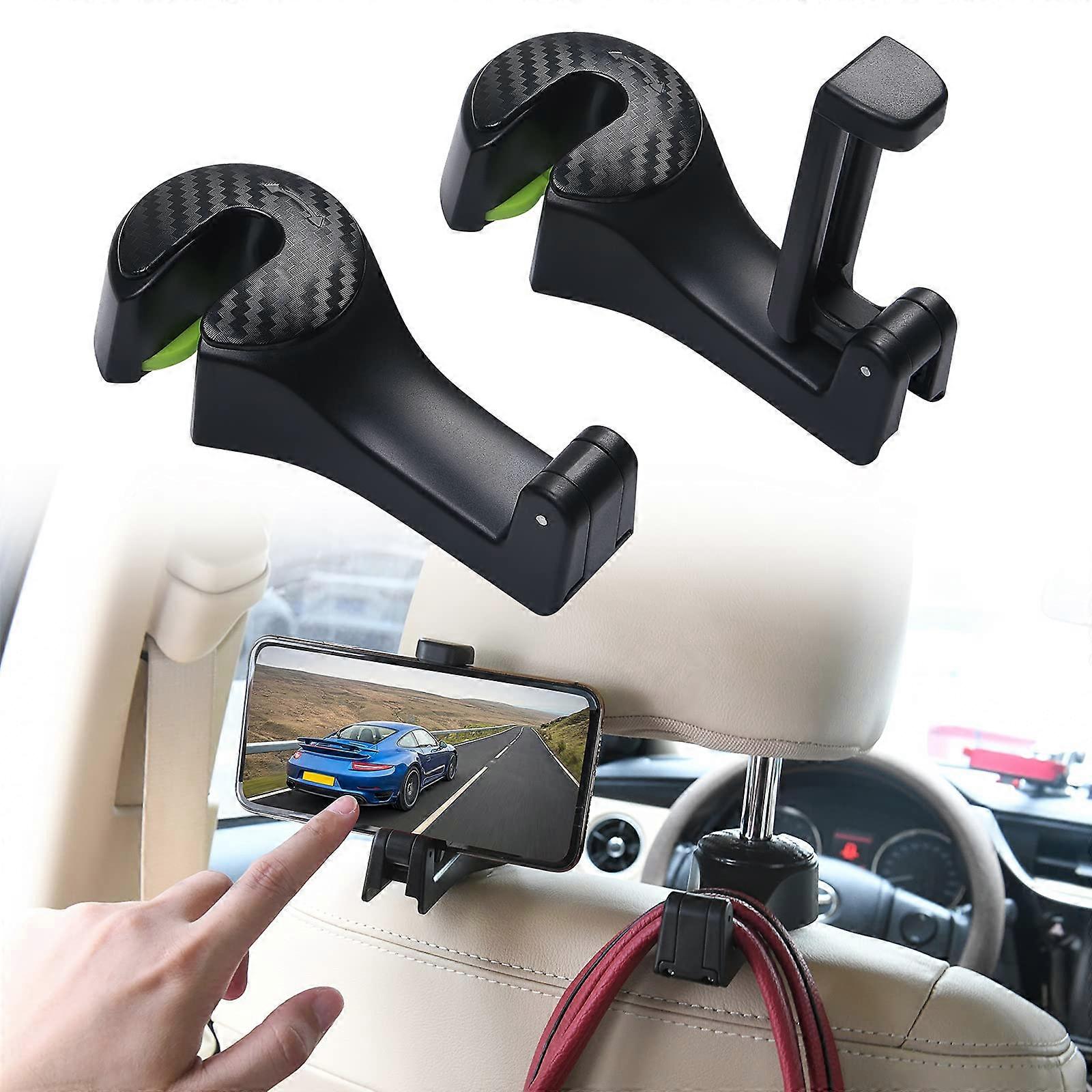 2pcs Car Storage Hooks Back Seat Headrest Hanger, Universal Vehicle Back Seat Hidden Handbag Hooks