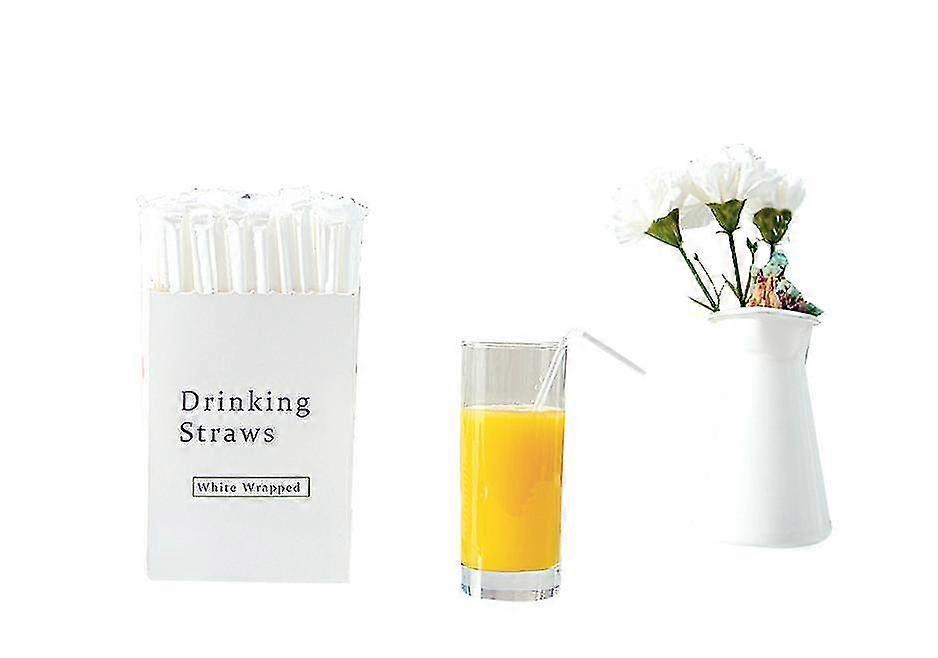 300 Pcs Transparent Plastic Disposable Flexible Straws Individual Package
