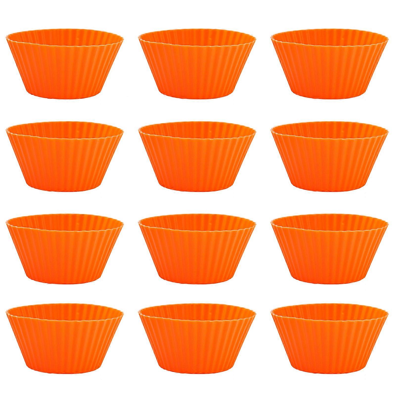 12Pcs Round Stackable Muffin Cups Non-stick High Temperature Resistant Bakeware Food Grade Silicone Baking Molds Party Favors Kaesi