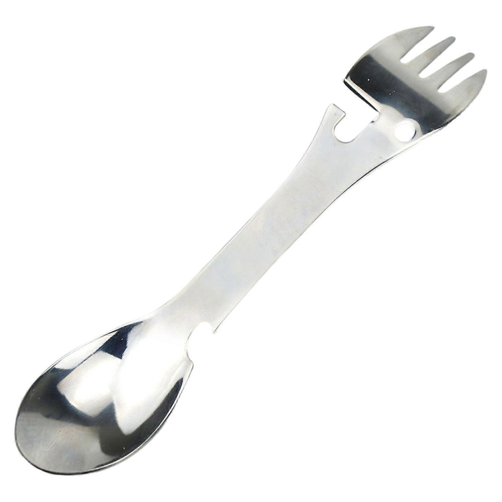 Spork Heat Resistant Anti-slip Handle Anti-scalding Rust-proof High Hardness Tableware Double-end 5 in 1 Picnic Camping Spork Kitchen Gadget KAESI