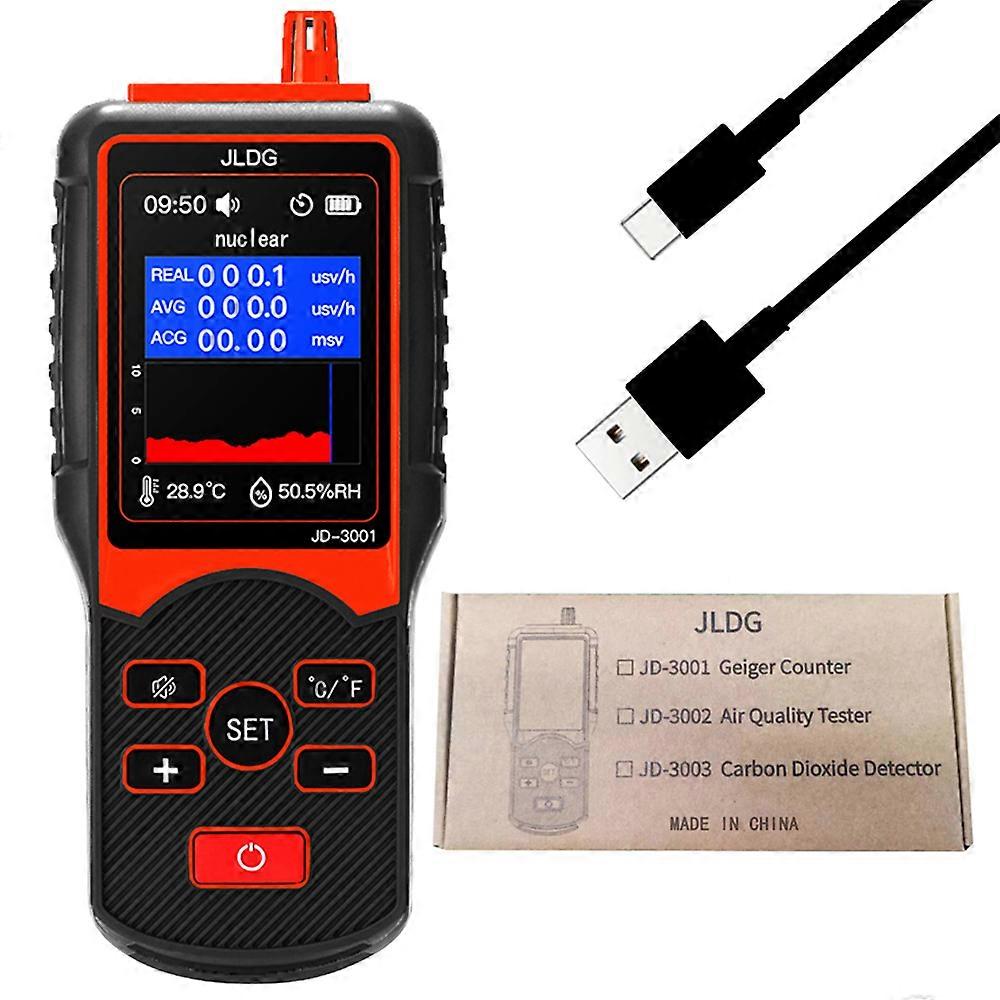 JLDG Geiger Counter Measurement Device Electromagnetic Radiation Detector Temperature/Humidity with Data Export Function JD-3001