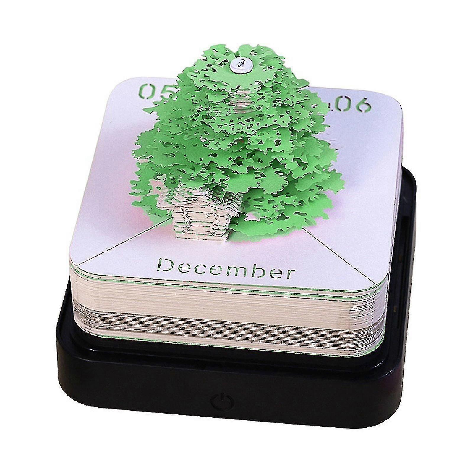2024 Calendar Memo Pad, 3d Beautiful Sakura Tree Calendar Notepad, Desk Calendar With Lights