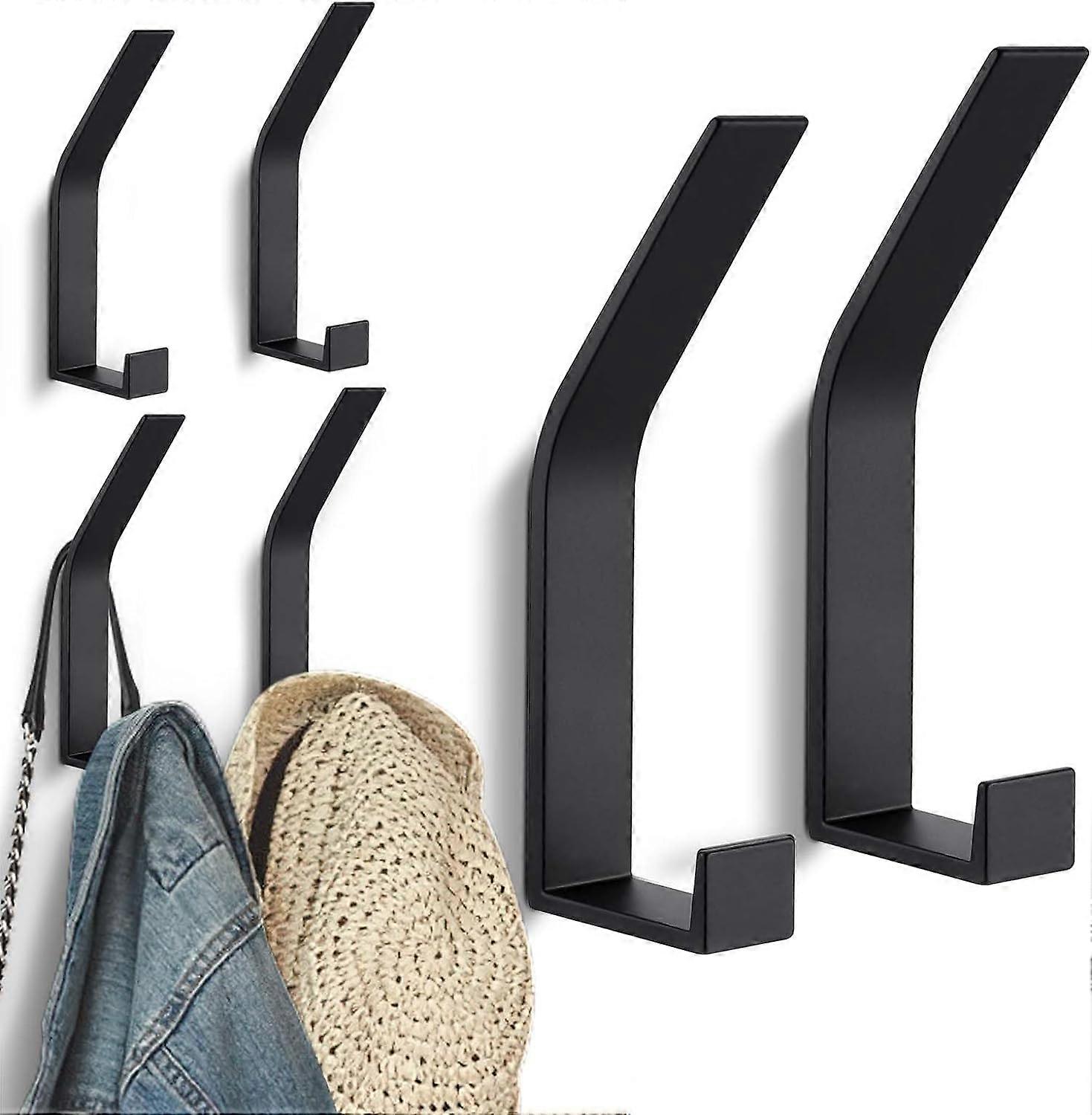Modern Wall Hooks (6 Pack) - Black
