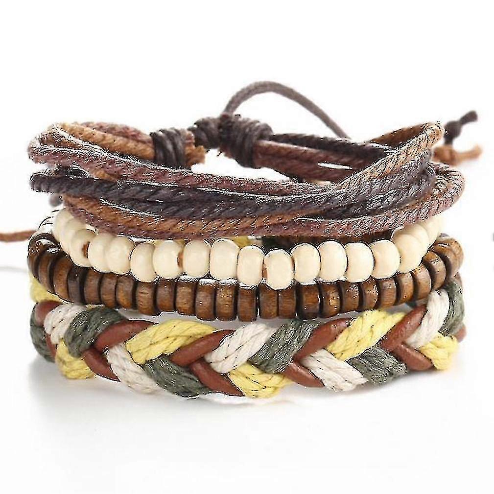 Beads Adjustable Leather Bracelet Multi-Layer