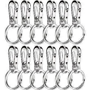 12 st metallnyckelringar, nyckelringar i stål, nyckelringar för män och kvinnor, avtagbara nyckelringar med snabb lossning, nyckelklämmor i rostfritt stål