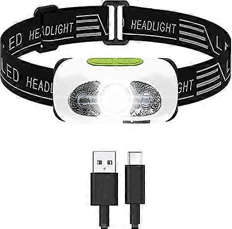Led Headlight, Usb Rechargeable Headlight With Motion Sensing, Waterproof Headlight Torch, 5 Lighting Mode Headlight 2pcswhite