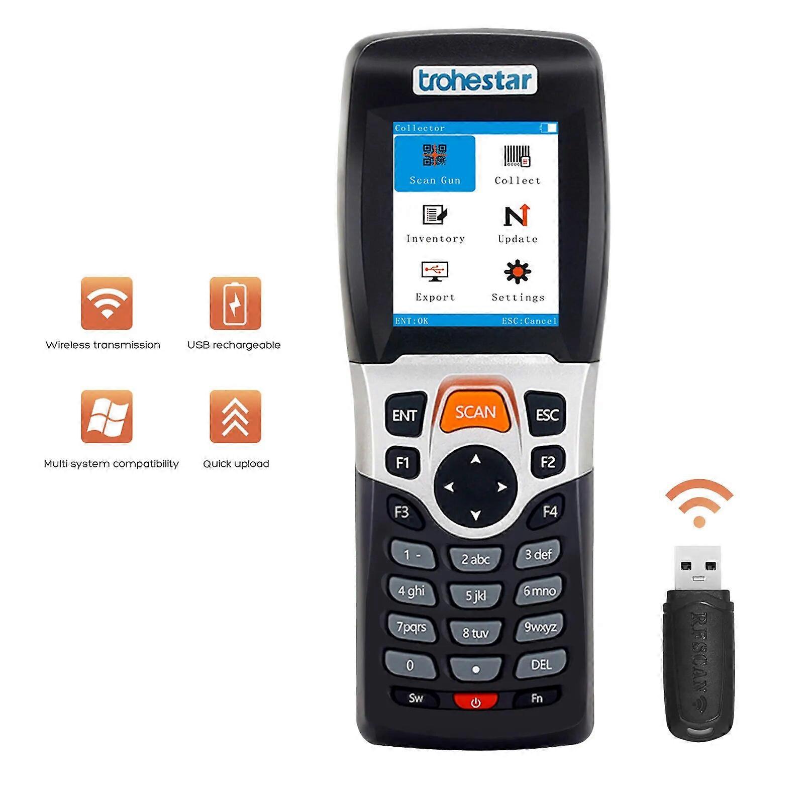 Trohestar Wireless Barcode Scanner 1D 2D Bar Code Reader Inventory Counter Data Collector PDA QR Scanners leitor codigo barras