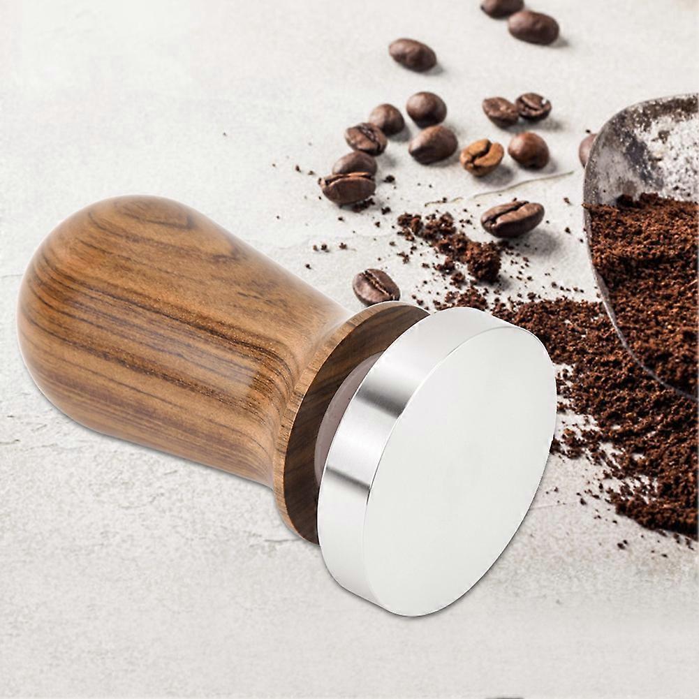 58mm Stainless Steel Flat Base Coffee Tamper with Wooden Handle