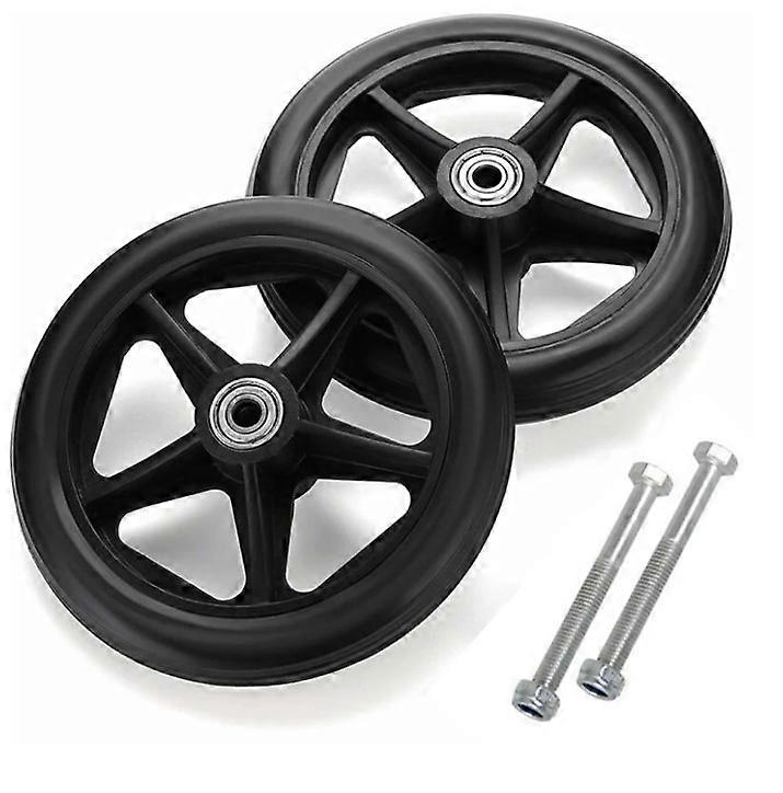 2 Pack 14-15cm Rubber Replacement Wheels for Wheelchair, Rollator, Walker, Non-Slip Replacement Casters, Universal Wheelchair Wheels, Black