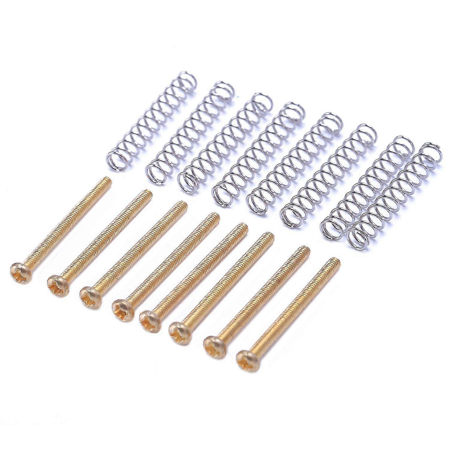 8 Pcs M3x30mm Electric Guitar Humbucker Pickup Adjust Height Screw And Springs - Gold
