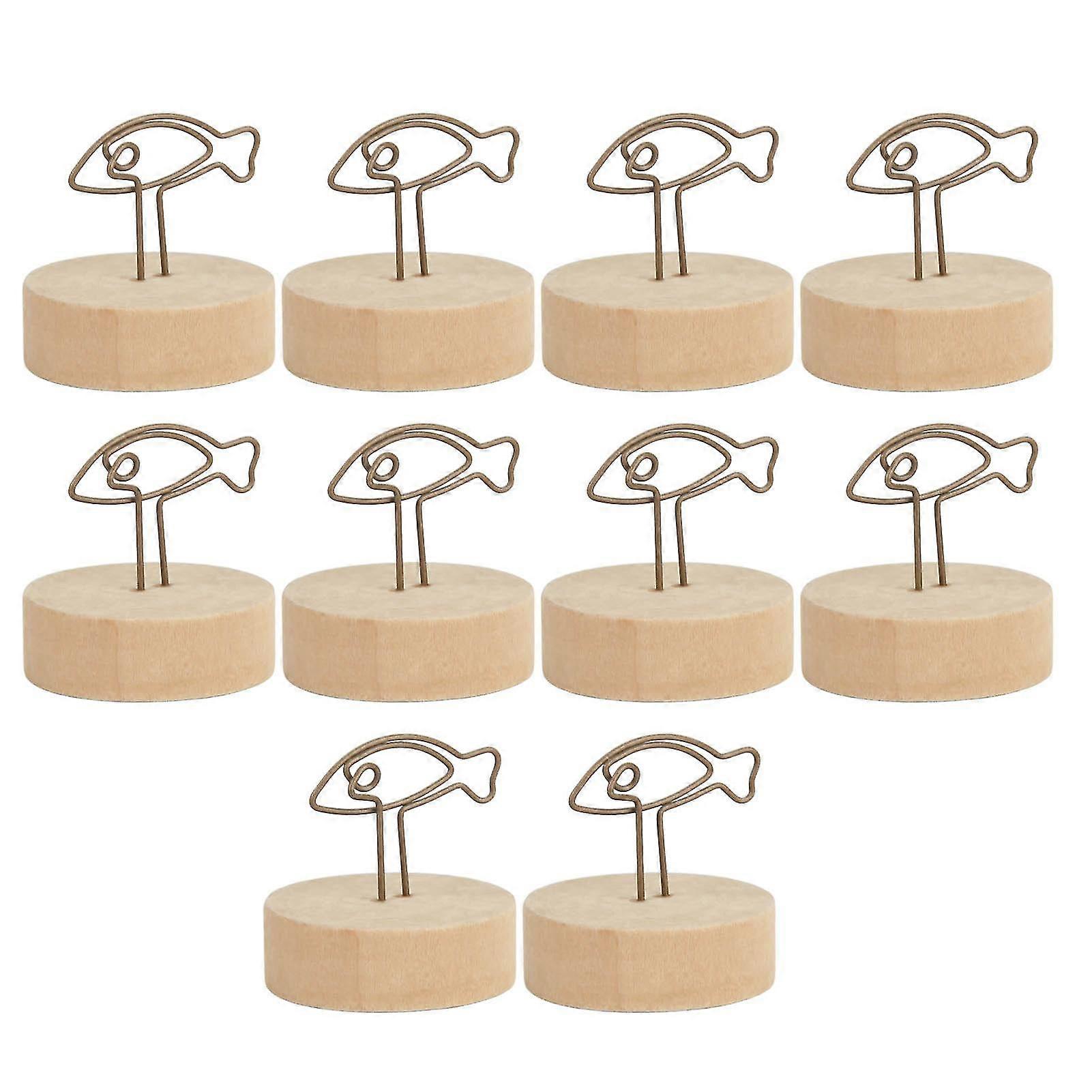 Table Number Holder Name Card Clips - 10PCS Fish Shape with Log Base