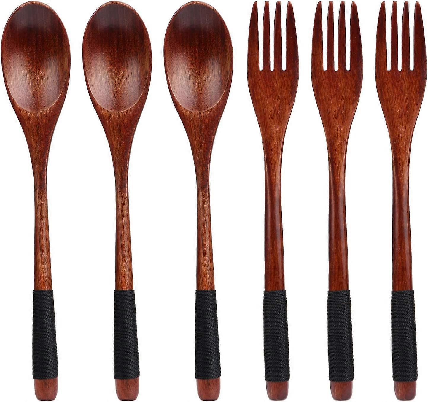Wooden Spoon Fork Set, Long Handle  Cutlery Set